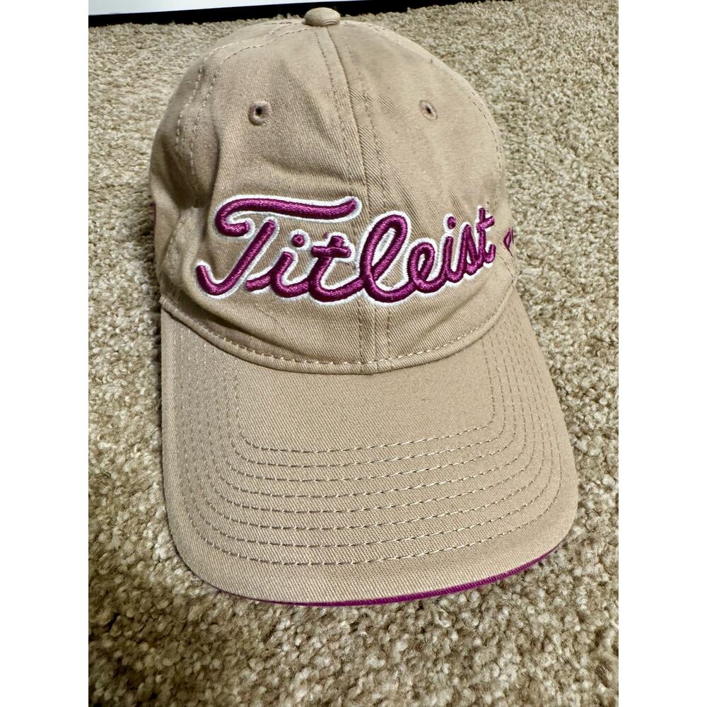 Titleist Golf Pro V1 Tan Purple Ball Cap Hat Adjustable